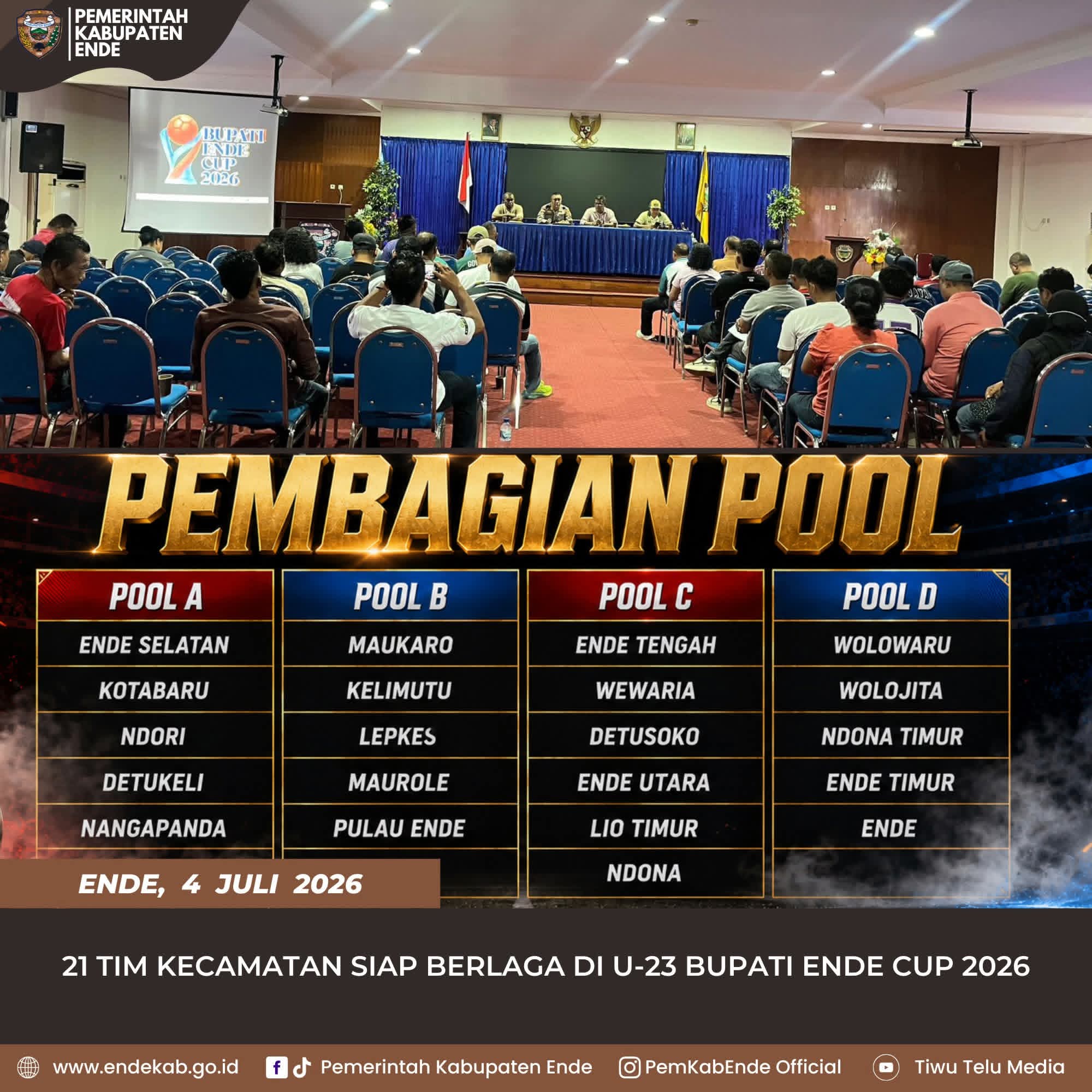 21 TIM KECAMATAN SIAP BERLAGA DI PIALA BUPATI ENDE CUP 2026